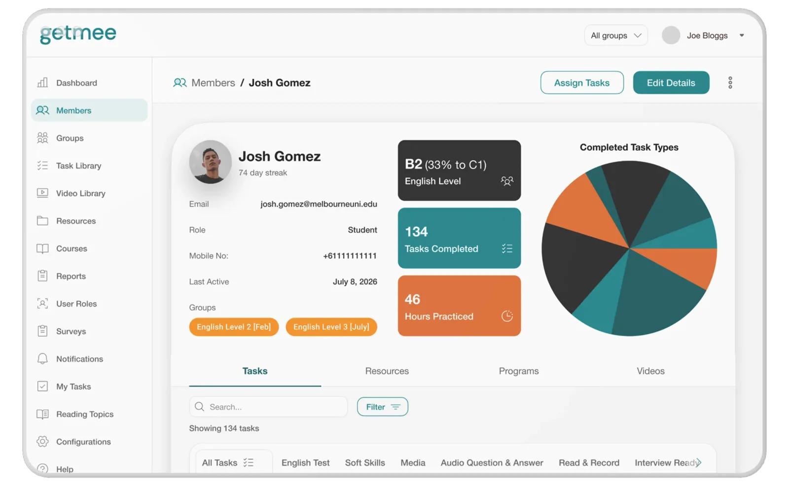 Teacher Dashboard Mockup