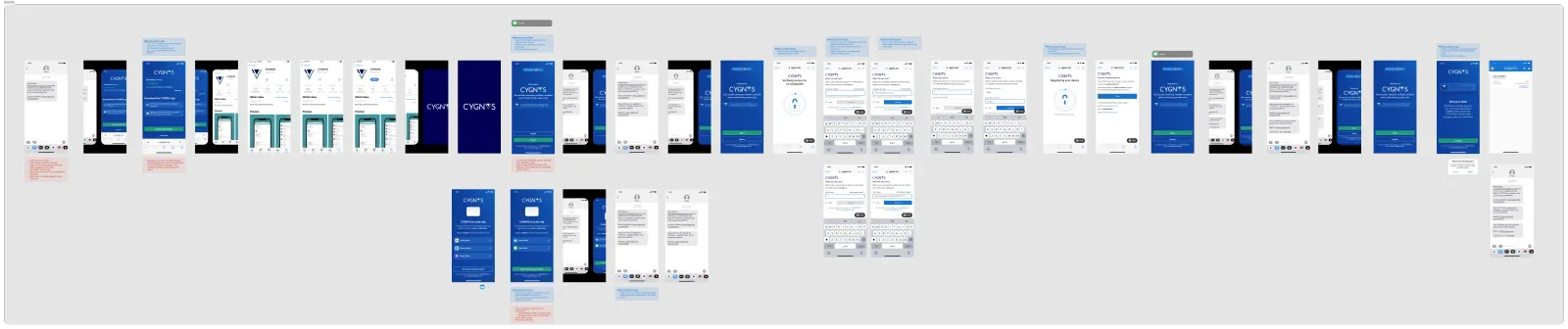 User testing screens