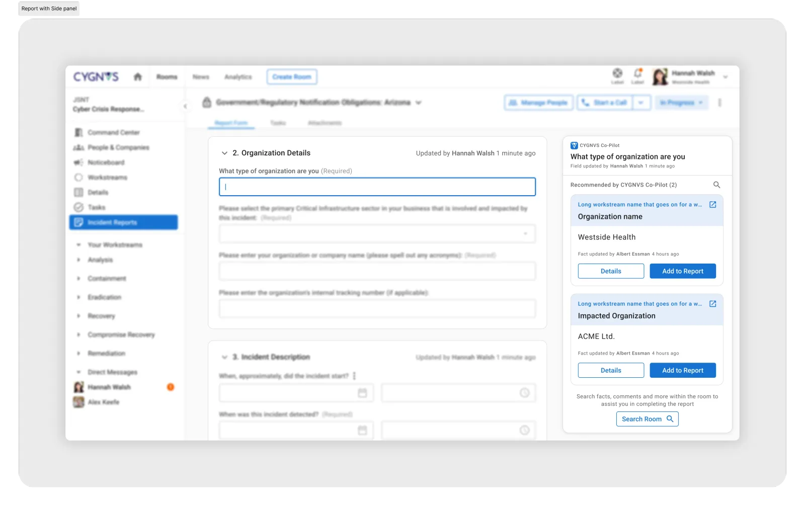 Report with side panel